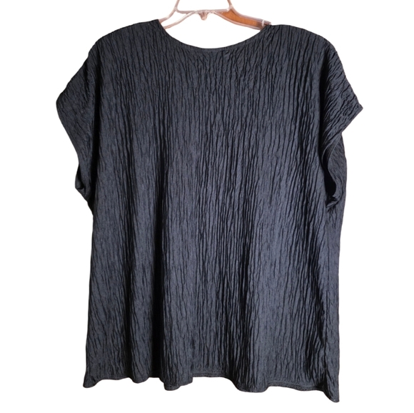 Vintage Joannas Black Crinkle Textured Top Made in USA Size 22W - Picture 4 of 5